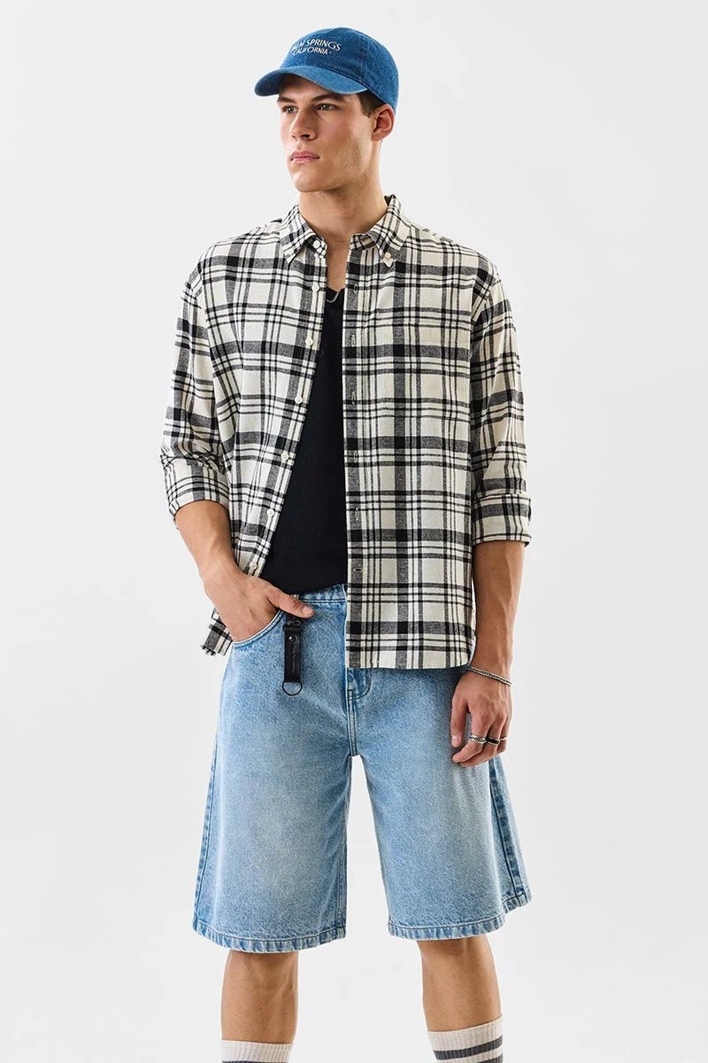 SNITCH Black Checkered Long Sleeve Regular Fit Shirt