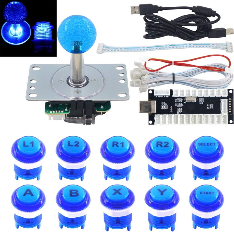 طقم DIY لمبة LED لألعاب الأركيد ، مفتاح ميكانيكي للوحة المفاتيح، زر أركيد LED، عصا تحكم، مشفر USB بدون تأخير لأجهزة الكمبيوتر وأنظمة MAME وRetropie وJamma. - Image 1