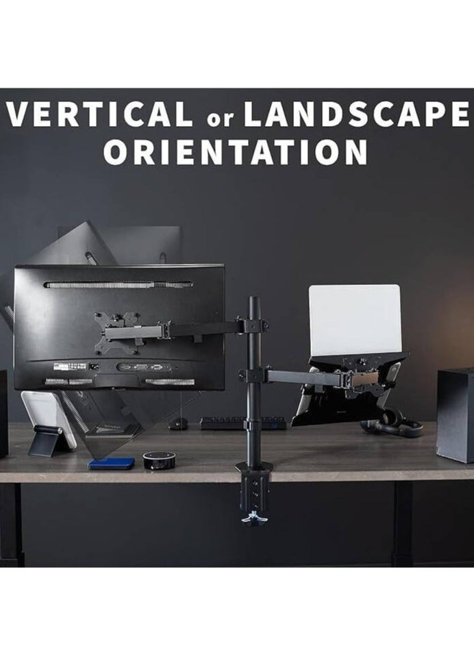 نيوستار ذراع شاشة محورية Newstar 91-LDT12C1M2KN مع حامل لابتوب، تناسب الشاشات من 13" إلى 32"، بحد أقصى وزن 8 كغم للشاشة، و4.5 كغم كحد أقصى للابتوب، إدارة كابلات، دوران بزاوية 360° VESA، باللون الأسود | 91-LDT12C1M2KN - Image 4