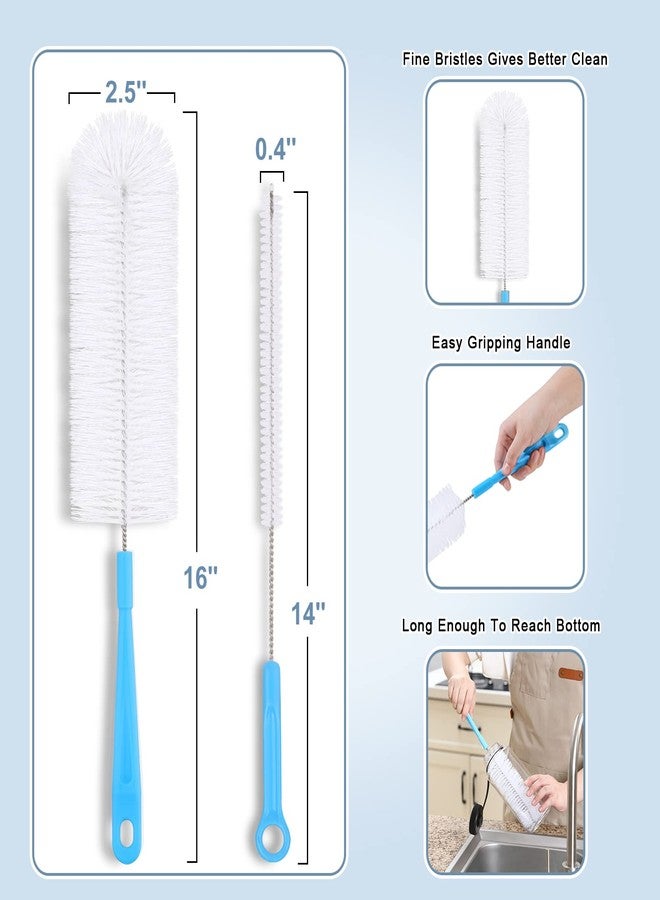 Hiware 16" Bottle Brush Cleaner for Water Bottle - Long Handle Bottle Brush for Cleaning Narrow Neck Sport Bottles,Beer Bottle and Jugs, Set of 2 - Image 2