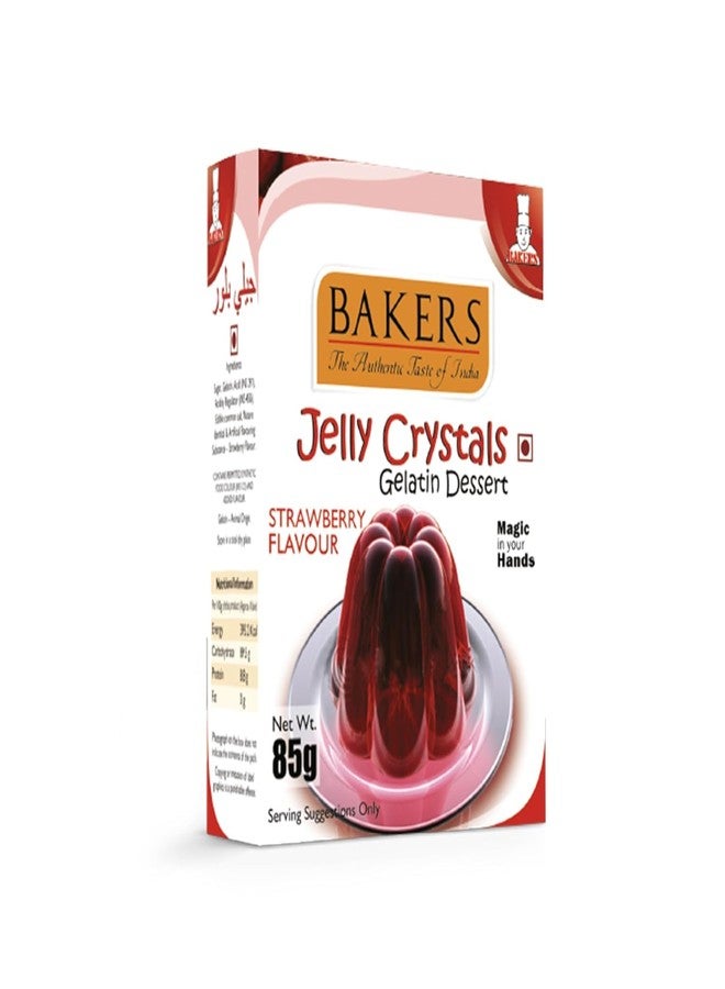 BAKERS Jelly Crystals (Gelatin Dessert) | Strawberry Flavour | Authentic Strawberry Flavor | Easy-to-make | Instant Dessert Premix | No Sugar Needed | Pack of 3 (85 gm x 3) - Image 1