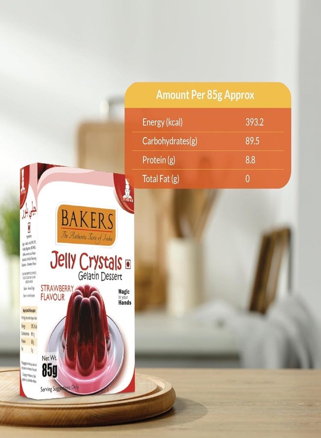 BAKERS Jelly Crystals (Gelatin Dessert) | Strawberry Flavour | Authentic Strawberry Flavor | Easy-to-make | Instant Dessert Premix | No Sugar Needed | Pack of 3 (85 gm x 3) - Image 3