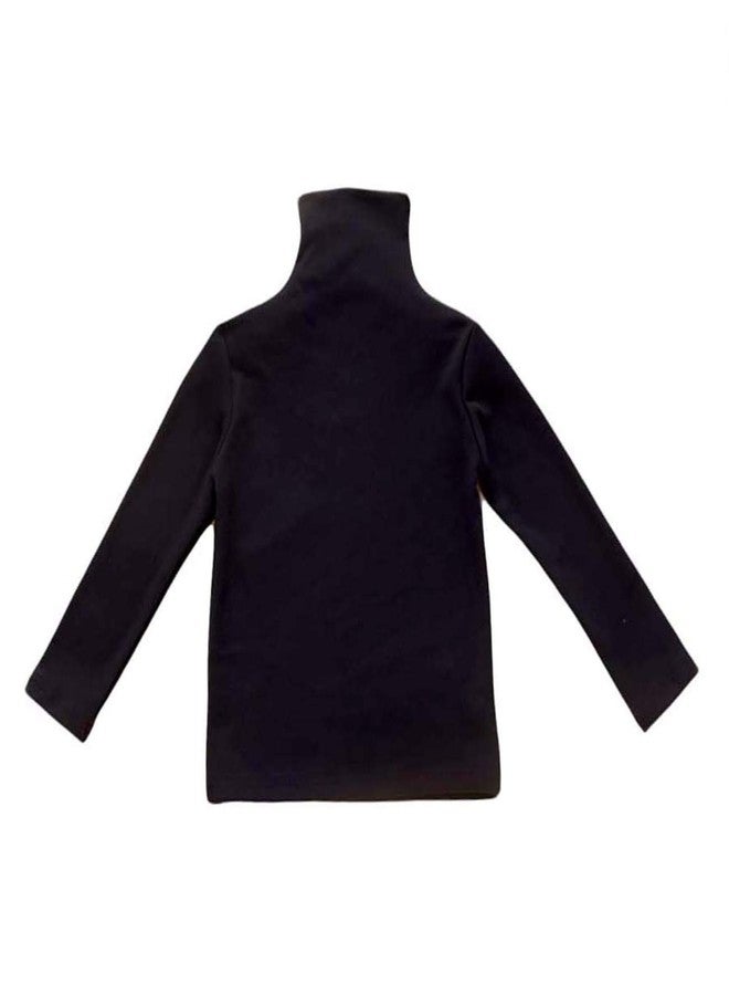 Mubineo Toddler Baby Girl Basic Plain Turtleneck Long Sleeve Cotton T Shirts Tee Tops (Black, 3T) - Image 1