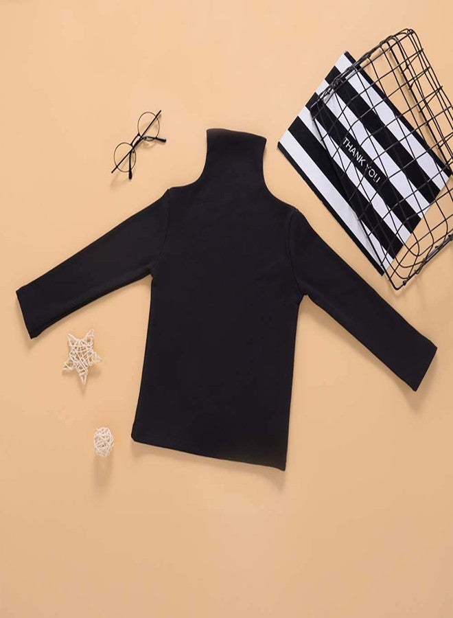 Mubineo Toddler Baby Girl Basic Plain Turtleneck Long Sleeve Cotton T Shirts Tee Tops (Black, 3T) - Image 3