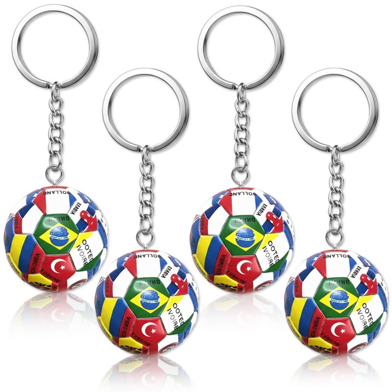 Zeptrix 4PCS World Cup Soccer Keychain 2026 Football Ball Key Chain with National Flags,World Cup Soccer Gifts & Accessories for Men Sports Merchandise 2026 Backpack Charm Daily Use - Image 1