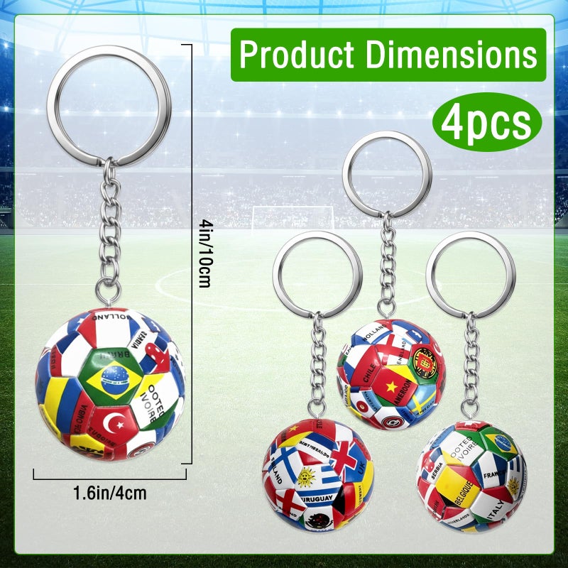 Zeptrix 4PCS World Cup Soccer Keychain 2026 Football Ball Key Chain with National Flags,World Cup Soccer Gifts & Accessories for Men Sports Merchandise 2026 Backpack Charm Daily Use - Image 2