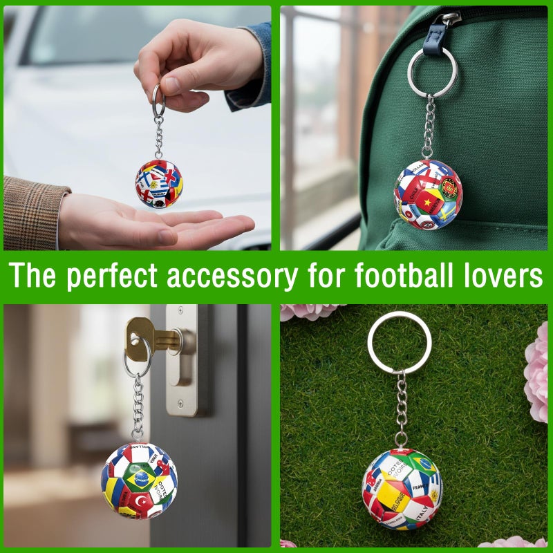 Zeptrix 4PCS World Cup Soccer Keychain 2026 Football Ball Key Chain with National Flags,World Cup Soccer Gifts & Accessories for Men Sports Merchandise 2026 Backpack Charm Daily Use - Image 4