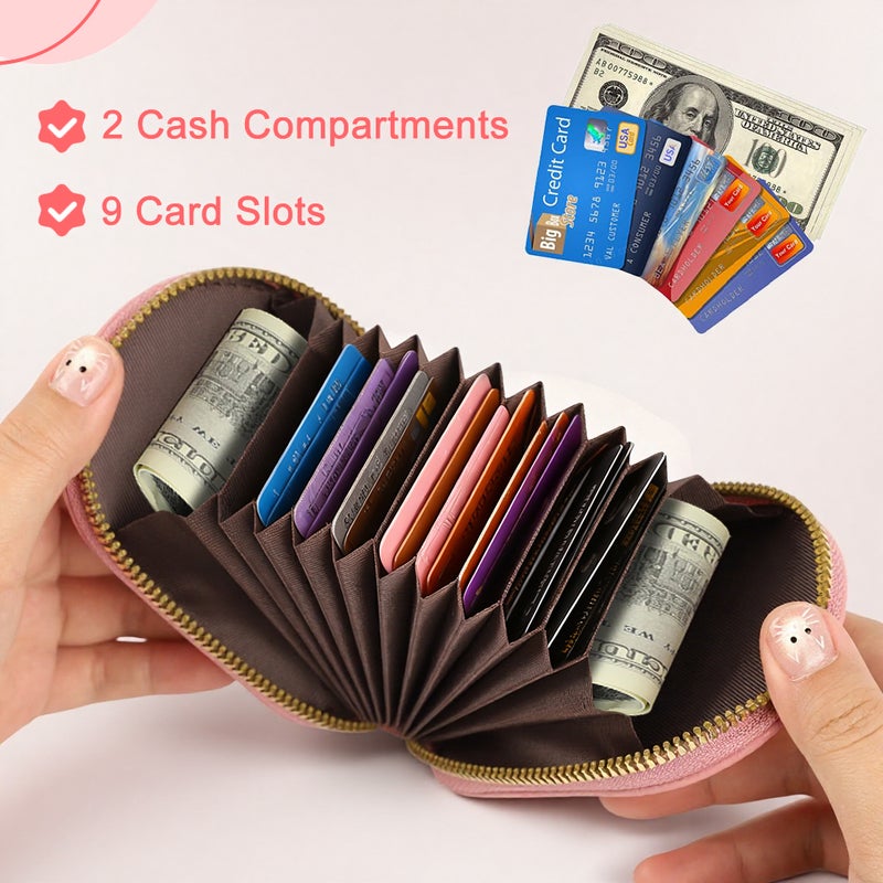 هانيا محفظة صغيرة للنساء HANNEA®، حافظة بطاقات جلدية قابلة للطي مع حماية من RFID، محفظة مدمجة نحيفة مع جيب بسحاب للنقود المعدنية ونافذة للهوية، منظم بطاقات ائتمان سفر بسيط - Image 4