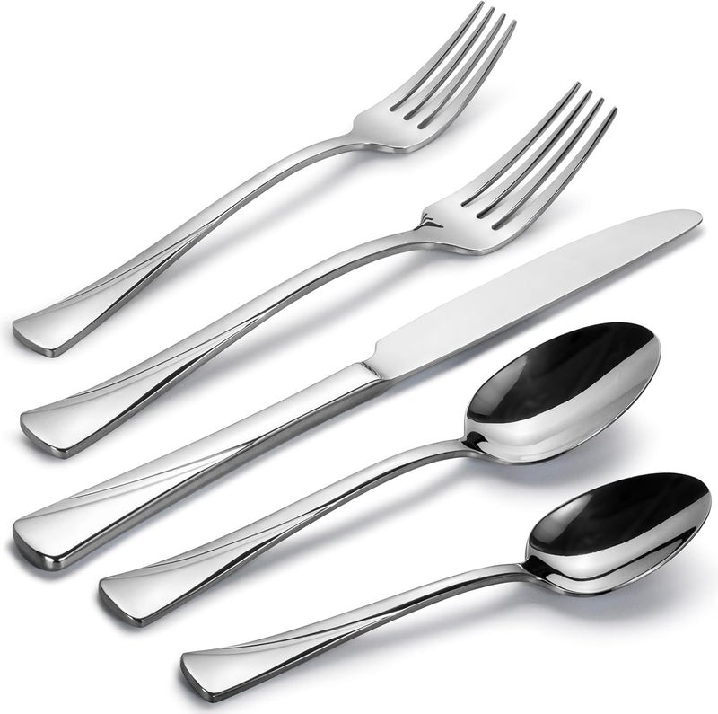 Alata Alice 30Piece Silverware Set Stainless Steel Flatware SetService for 6Mirror Polished Cutlery SetDishwasher Safe - Image 1