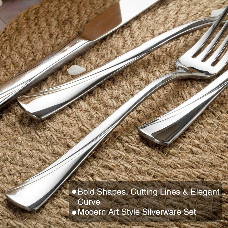 Alata Alice 30Piece Silverware Set Stainless Steel Flatware SetService for 6Mirror Polished Cutlery SetDishwasher Safe - Image 2
