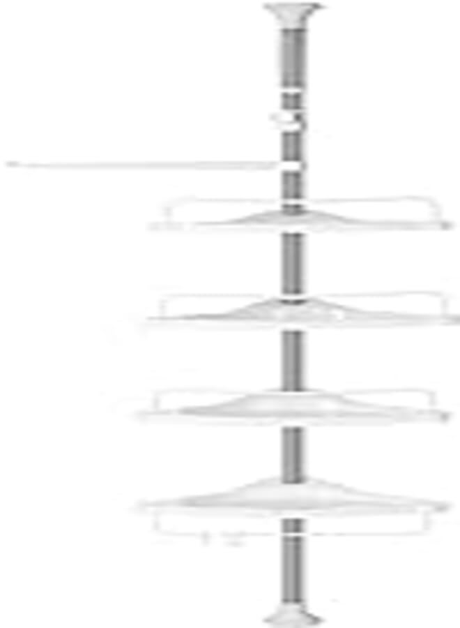 SONGMICS SONGMICS Shower Caddy, Height Adjustable Corner Bathroom Shelf, Shower Organizer, 37.4-118.1 Inches High Pole, Silver and White UBCB02SW