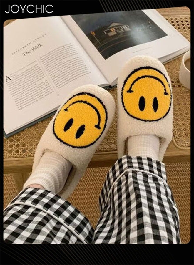 Joychic Smiley Face Designed Bedroom Slippers White/Yellow - Image 2