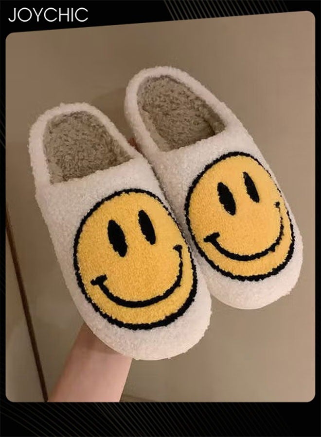 Joychic Smiley Face Designed Bedroom Slippers White/Yellow - Image 3