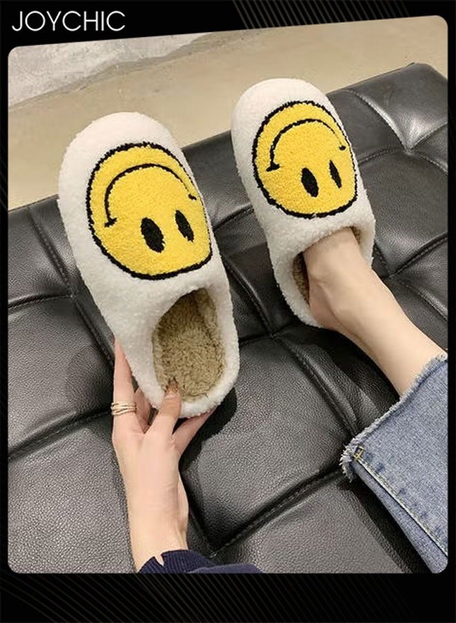 Joychic Smiley Face Designed Bedroom Slippers White/Yellow - Image 4
