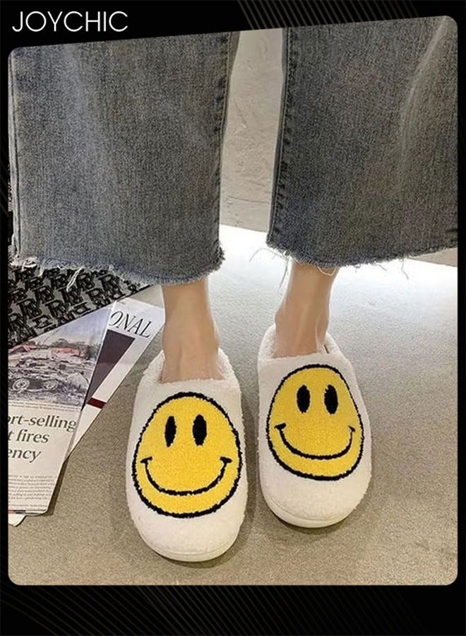 Joychic Smiley Face Designed Bedroom Slippers White/Yellow - Image 5
