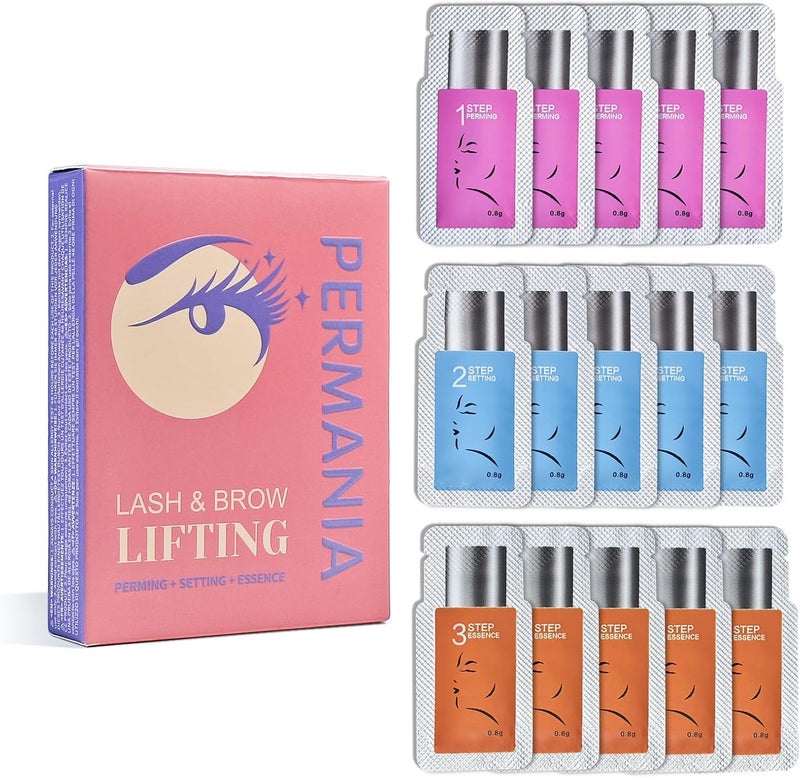 PERMANIA Lash Lift Lotion Lash Lift Kit Individual Pack 15 Pcs Sachets Safe Formula Eyelash Perming Kit Brow Lamination Only Lotion Include