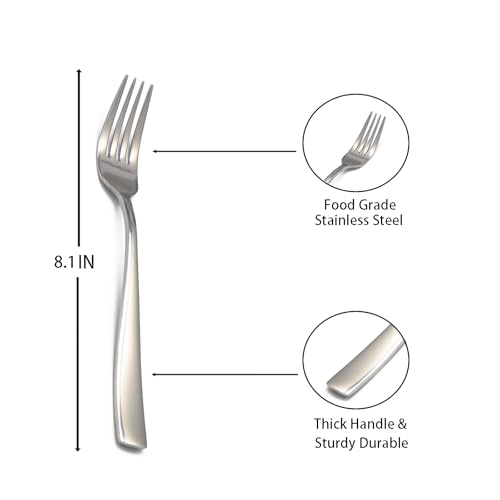 Remoxye 8-Piece Dinner Forks Set, Food Grade Stainless Steel Silverware Fork, Flatware Forks Use for Home, Kitchen, Restaurant, Dishwasher safe - 8.1 Inches - Image 2