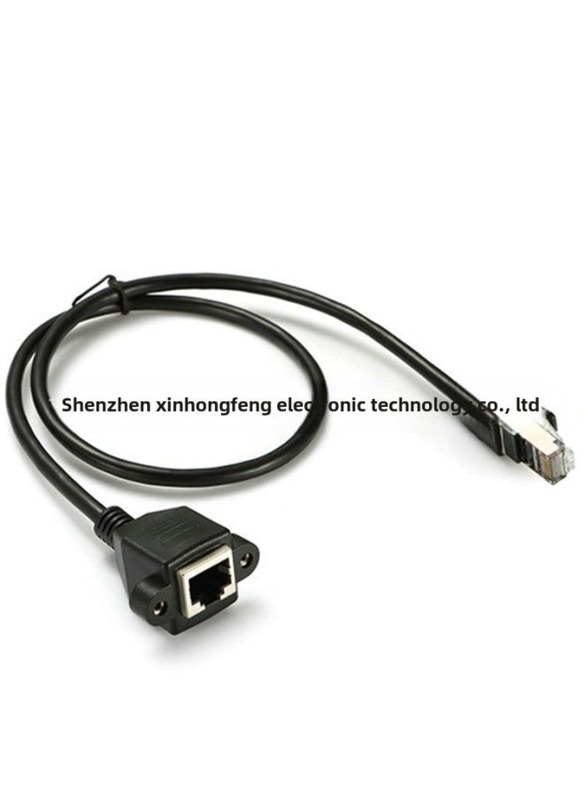 Generic Six Types Of Gigabit Network Extension Cable Network Cable Extension Cable With Ears Can Be Fixed With Screw Holes Rj45 Extension Cable-Color:Black 8P8C Six-class Network Cable Over Gigabit-Line Length:1.5 M  - Image 1