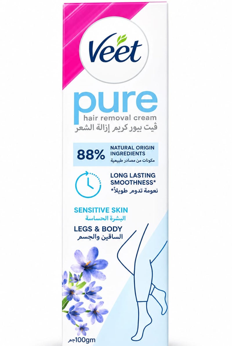 Veet Pure Hair Removal Cream For Sensitive Skin Legs & Body - 100g