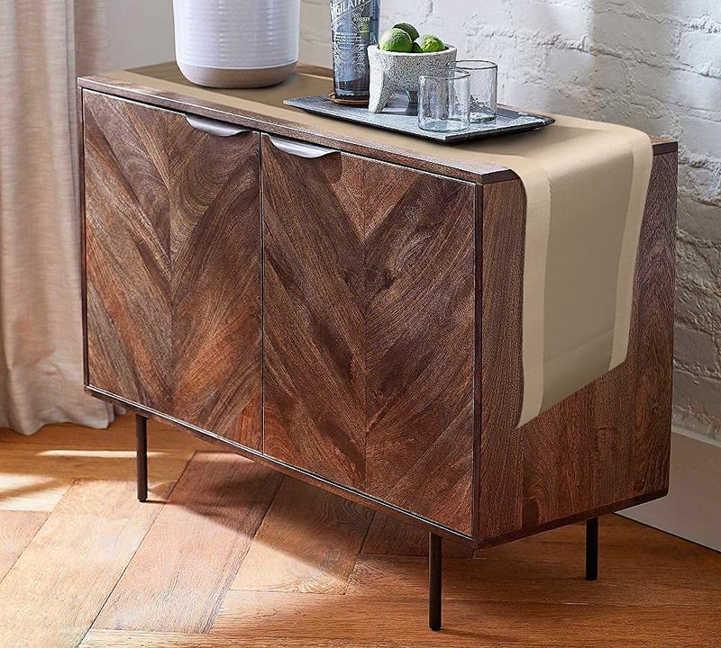 we3 we3 Table Runner Washable Vinyl Brown Table Runner for Kitchen Dining Tea Table Use Heat Insulation PVC Vinyl Weave (Gold, Pack of 2) - Image 4