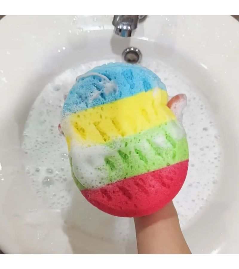 Large Super Soft Iridescent Oval Bath Sponge Exfoliating Body Tool - Image 3