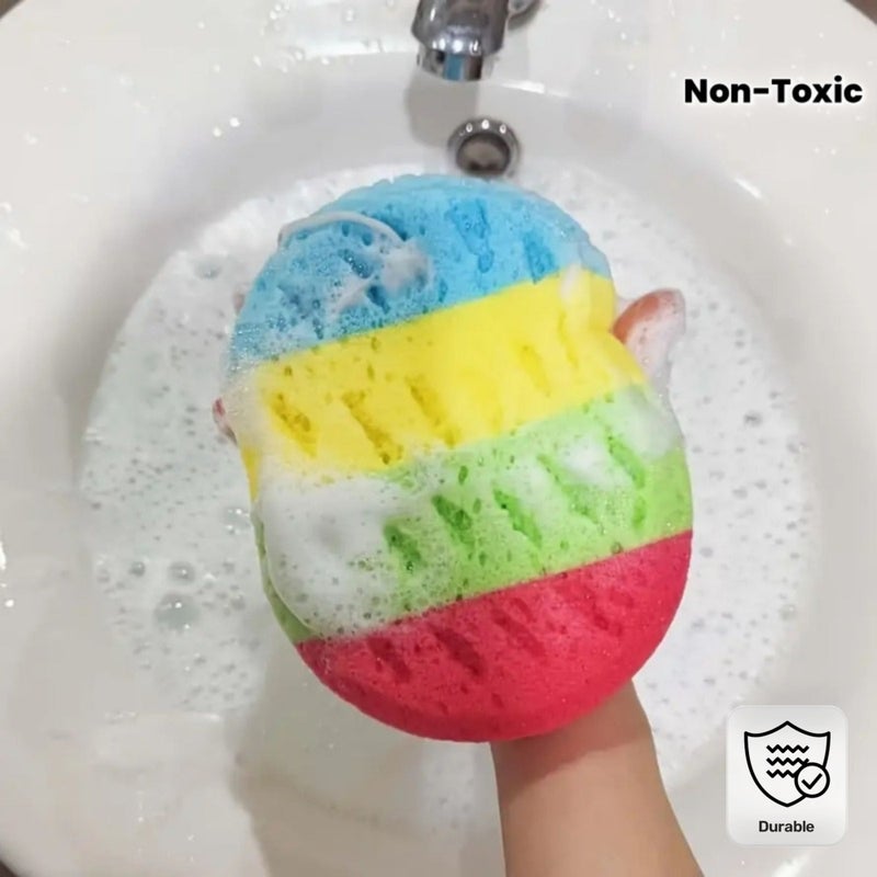 Large Super Soft Iridescent Oval Bath Sponge Exfoliating Body Tool - Image 1