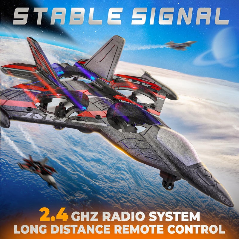 بيزغار بيزجار الطائرات بدون طيار للأطفال | 2.4 جيجا هرتز RC طائرة 6 محاور جيررو التحكم عن بعد الطائرة RC طائرة هليكوبتر 360 Flip Fighter Jet Toy Toys للأعمار من 8 إلى 13 - Image 2