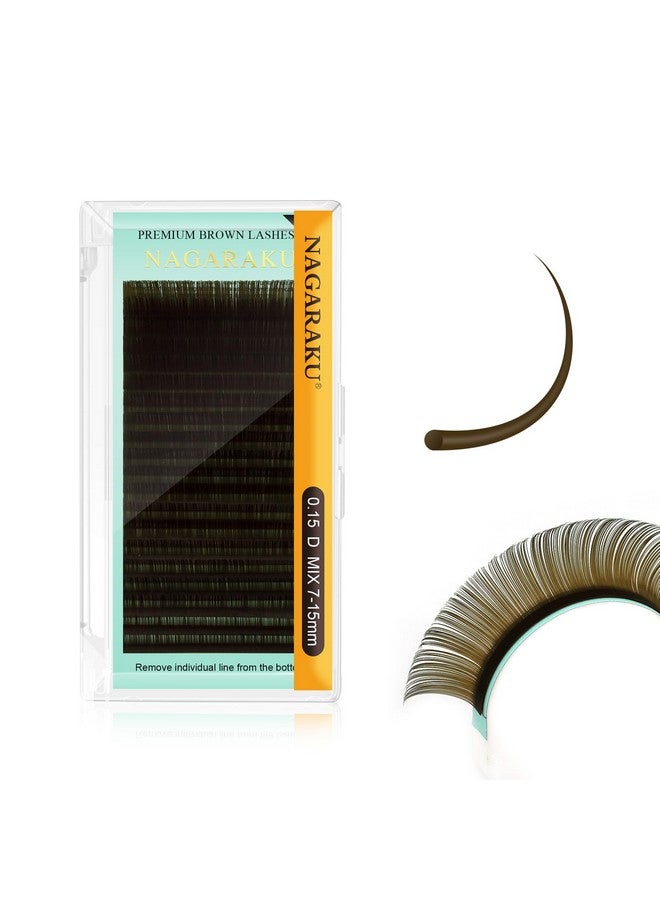 NAGARAKU Natural Brown Color Eyelash Extensions 0.15Mm D Curl 715Mm Mix Tray Individual Lashes Classic Faux Mink Volume 20 Rows Soft Eyelash Supplies - Image 1