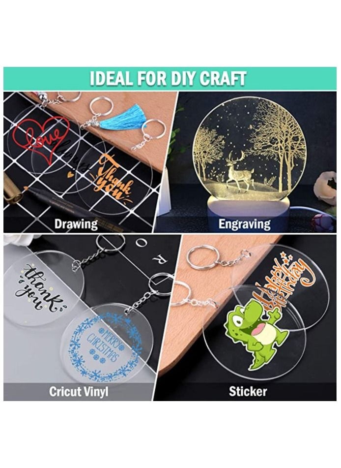 SMARTPOINTS - Acrylic Keychain Blanks, 30PCS Bulk Acrylic Circles Clear Disc Ornaments Blanks with Hole for Vinyl, DIY Keychain and Craft Project (3 Inch, 30 Pcs) - Image 1
