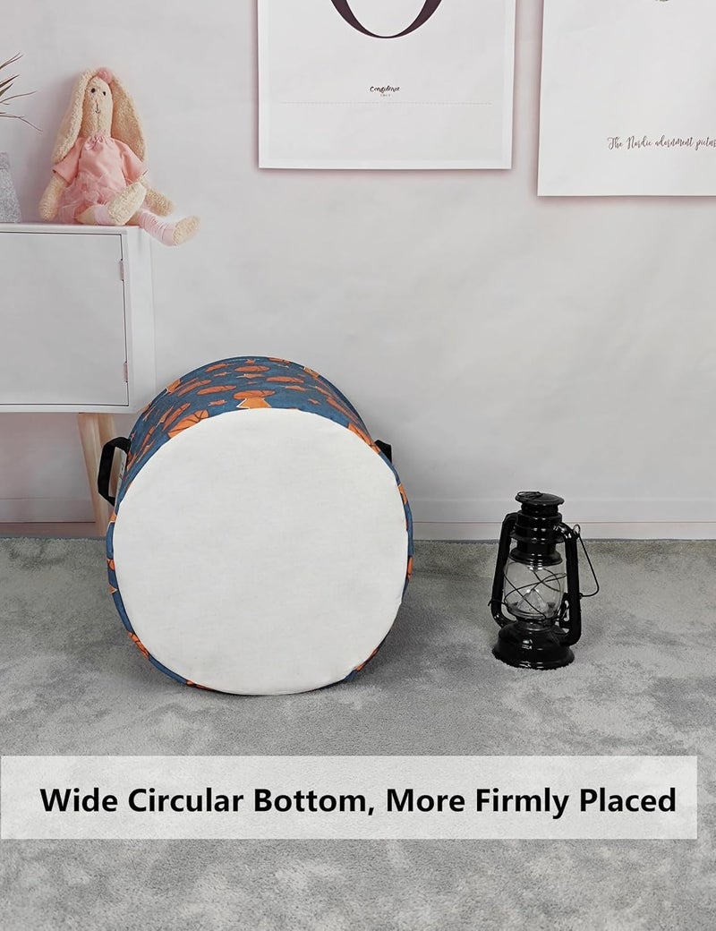 QUEENLALA Large Storage Basket,Laundry Hamper/Bathroom/Home Decor/Collapsible Round Storage Bin,Boys and Girls Hamper/Boxes/Clothing(Round-Basketball) - Image 5