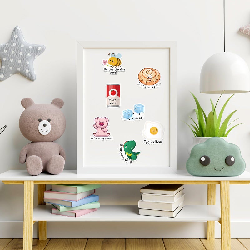 Copkim 16 Pcs Funny Puns Fridge Magnets Reward Refrigerator Magnets Cute Inspirational Magnetic Stickers for Whiteboard Supplies(Food and Animal) - Image 4