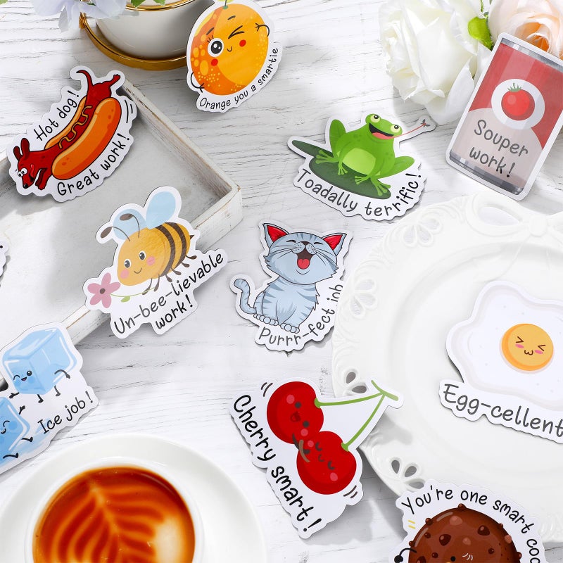 Copkim 16 Pcs Funny Puns Fridge Magnets Reward Refrigerator Magnets Cute Inspirational Magnetic Stickers for Whiteboard Supplies(Food and Animal) - Image 3