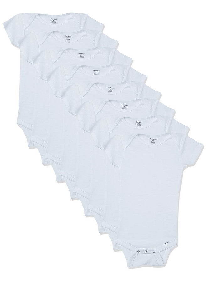 Gerber Gerber Baby 8-Pack Short Sleeve Onesies Bodysuits, Solid White, Preemie  - Image 1