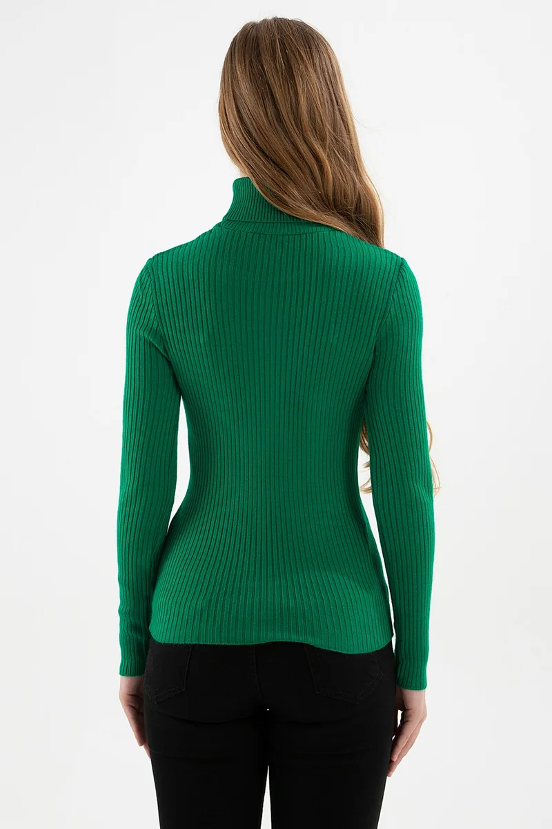 فاشن فريندز Slim Fit Turtleneck Ribbed Knitwear Sweater Women's Sweater 24K0288K1