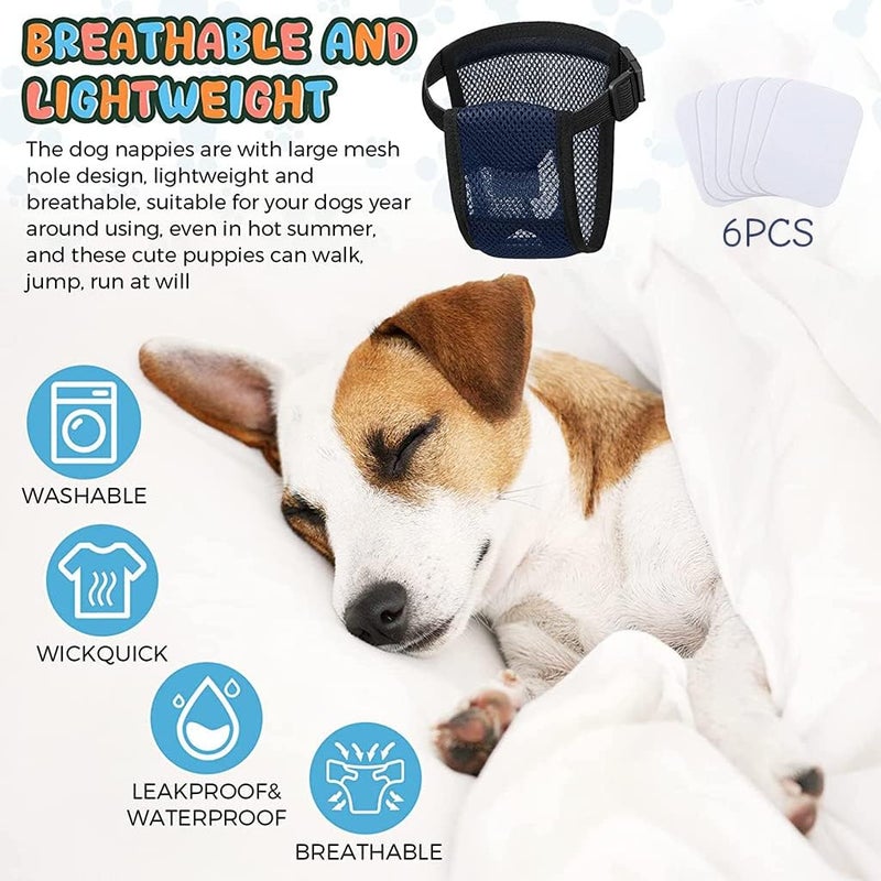 Qpets ® 1 قطعة حفاضات كلاب إناث قابلة لإعادة الاستخدام ومهواة مع 3 فوط قطنية ماصة، مريحة للكلاب الإناث والجراء (مقاس XL، محيط الخصر الموصى به 16-21 بوصة) - Image 5