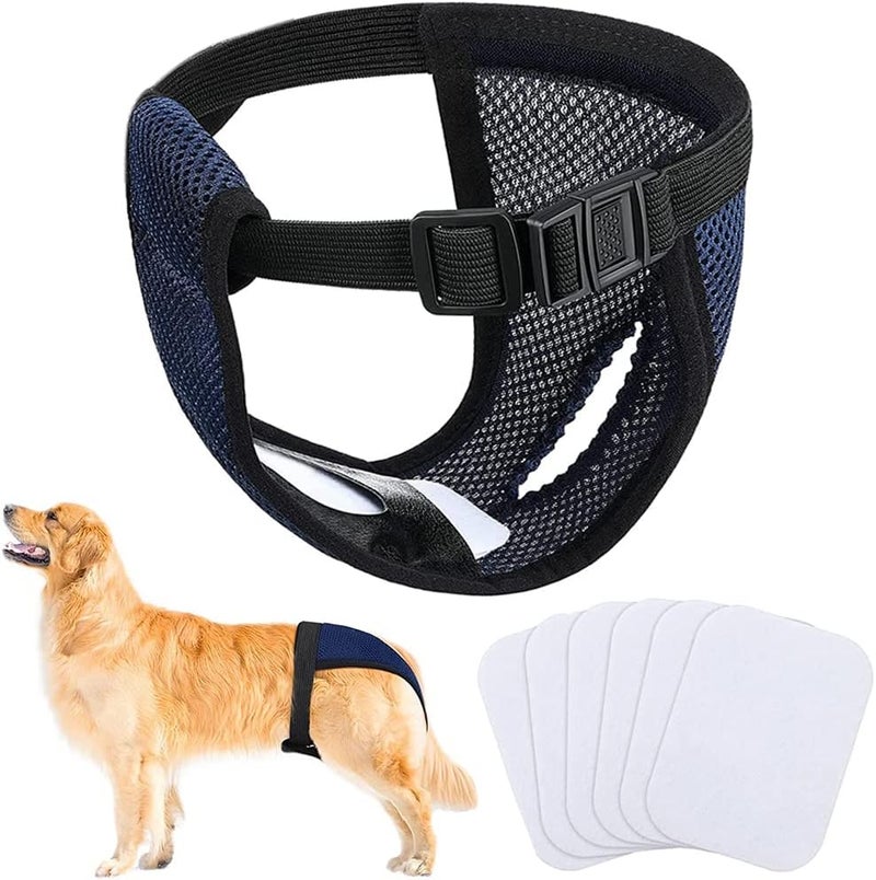 Qpets ® 1 قطعة حفاضات كلاب إناث قابلة لإعادة الاستخدام ومهواة مع 3 فوط قطنية ماصة، مريحة للكلاب الإناث والجراء (مقاس XL، محيط الخصر الموصى به 16-21 بوصة) - Image 1