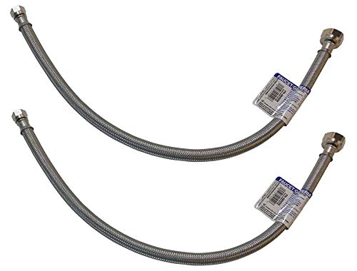 Eastman 20" Supply Line Steel Flex Long Faucet Connectors (2) Pack (1/2" FIP x 3/8" Comp) - Image 1