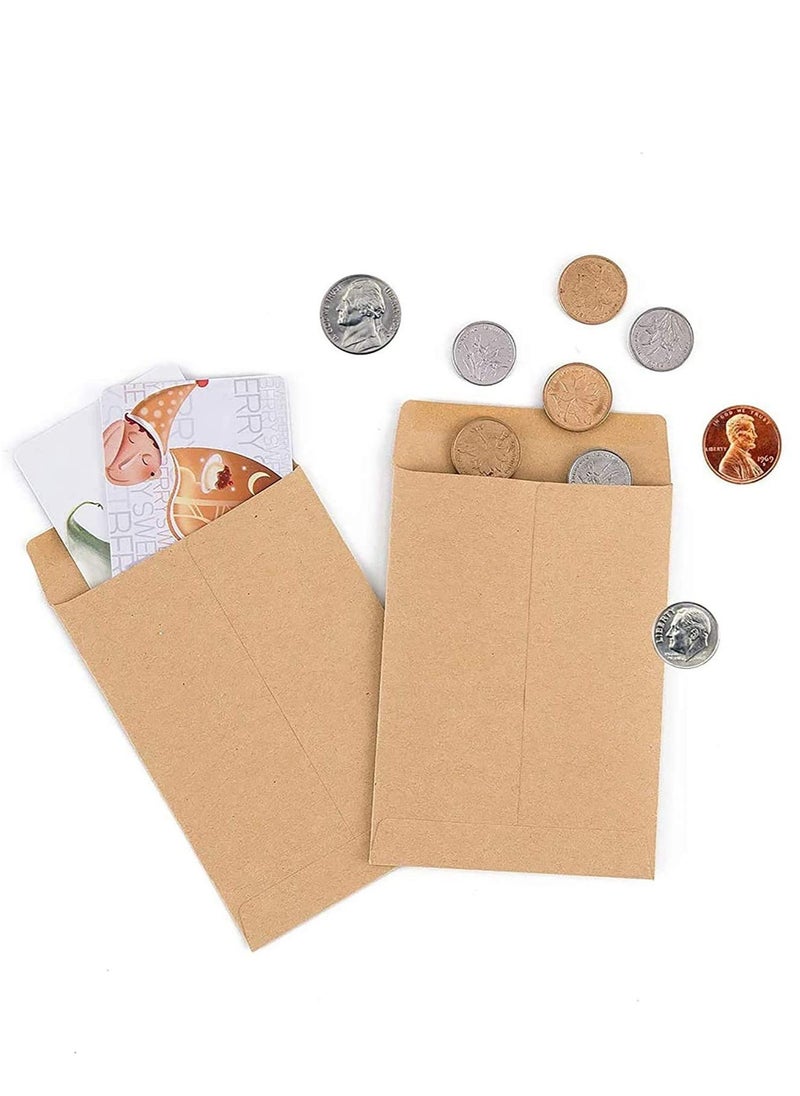 Generic 200 Packs Coin Seed Envelopes Kraft, Small Parts Packets Envelopes Self Sealing Stamps Storage for Home, Office, Garden or Wedding Use  - Image 2