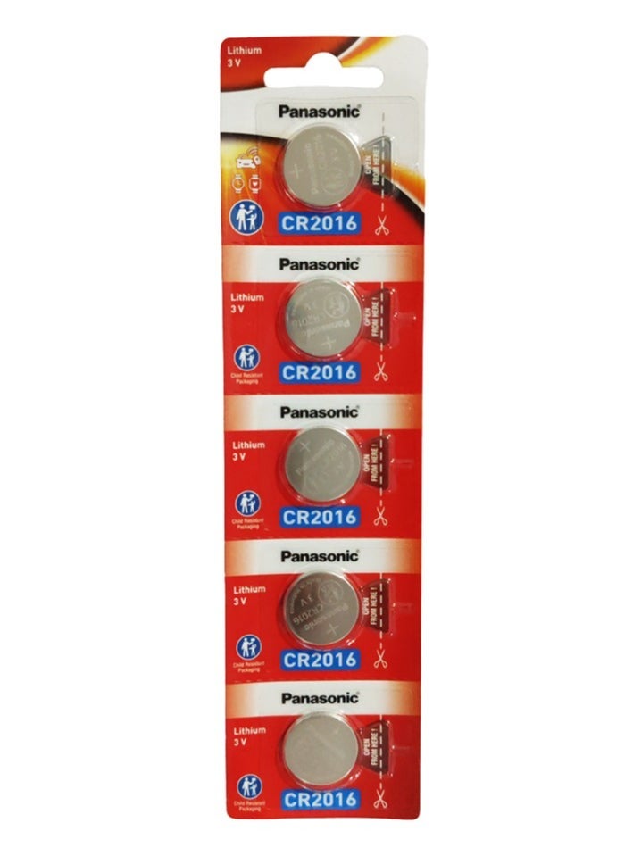 Panasonic CR2016 Lithium 3V Battery 5 Pcs 8g