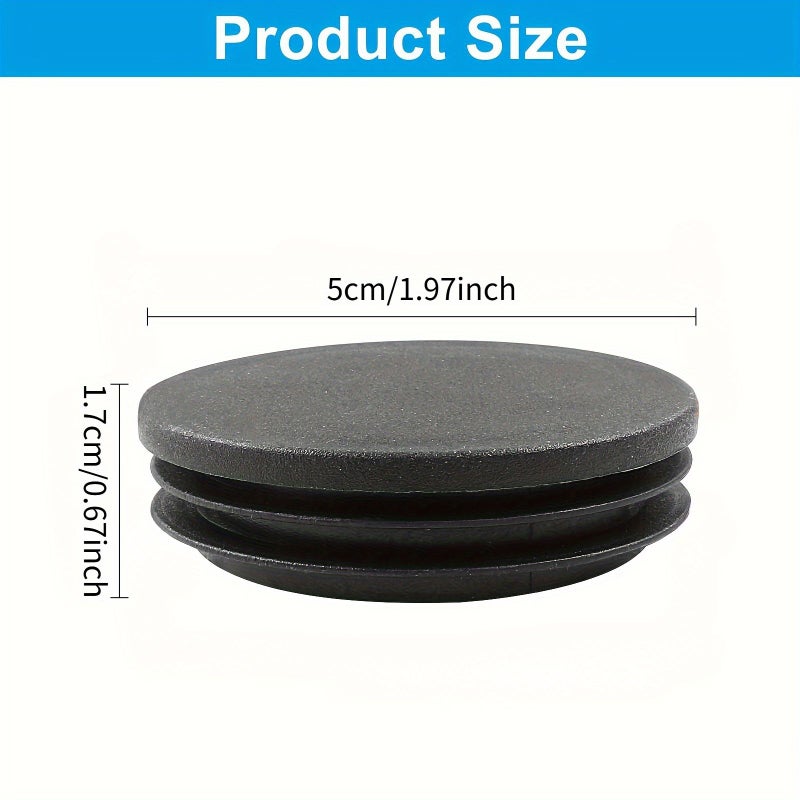 10pcs Black Plastic Hole Plugs 50mm Round End Caps For Metal Tubing Durable Industrial Grade Pipe Protection Dust Prevention Leak Prevention Heavy Duty Hardware For Plumbing Machinery Smooth Finish - Image 2