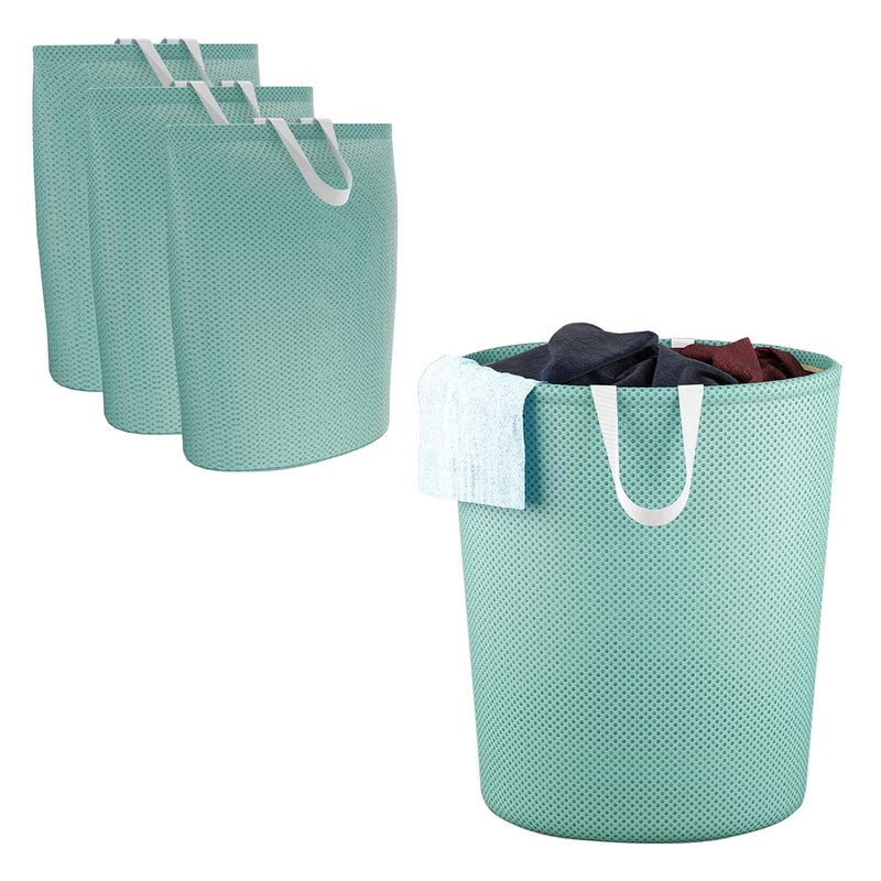 Kuber Industries Pack of 4 Polyester Mesh Laundry Bag with Zip Handles Reusable Washing Bags for Washing Machine Ideal for Delicate Fabrics Lingerie Shoes Protection YZ52 Green - Image 1