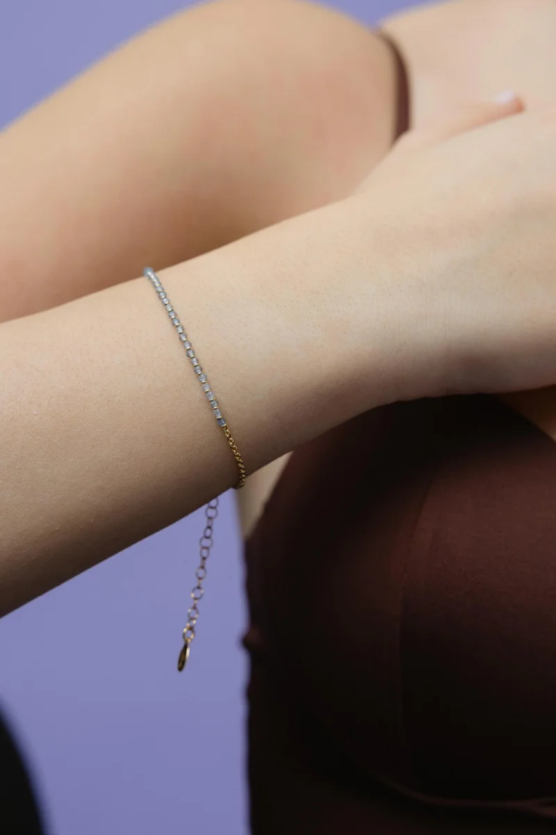 Guendalina Silver Yellow Gold Plated Braceletet with Semi Precious Stones