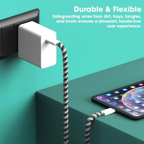 Sounce Ultimate Cable Protector | Spiral Triple Colour 1.5 Meter / 150 cm | Plastic Cord Wire Charger Winder for iPhone and Android Charging Cables (Pack of 3) - Image 3