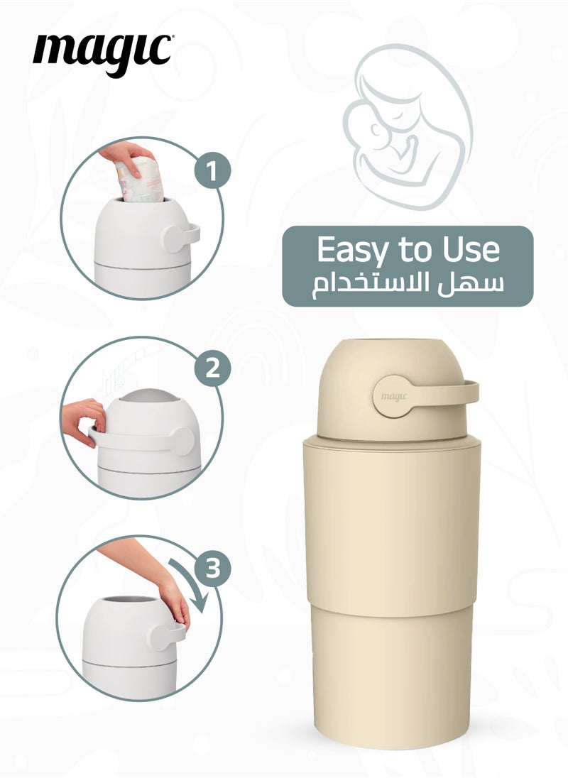 Magic HEKA L Diaper Pail | Odorless & Telescopic | 45 Diaper Capacity | 40 CM to 63 CM Adjustable Height | 2nd Life Concept: Converts to Potty Trainer, Kitchen Waste Bin, or Toilet Lid | Free Roll of 15 Bags  - Image 4