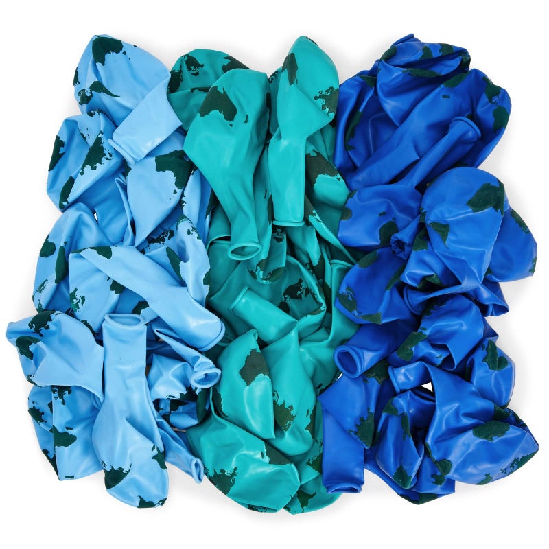 BLUE PANDA Travel Globe Balloons - 12 In, 50 Pack, Blue & Green - Earth Day Party Favors & Classroom Decorations - Latex Earth Globes for World Theme Party - Image 4