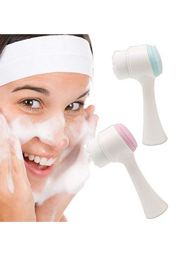 Cosluxe Facial Cleansing Brush, Spa Headband for Washing Face, Face Brush - 1 pcs Manual Facial Cleansing,double side Skin Care Facial Cleaning Brush,Silicone Facial Scrubber & 1 pcs Headband Set - Image 3