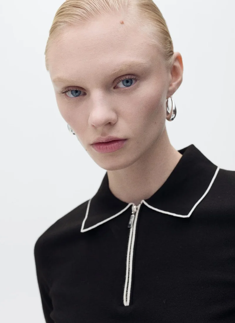 MANGO Polo-Neck With Contrasting Trims Sweater