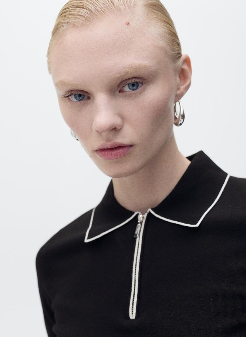 MANGO - Polo-Neck With Contrasting Trims Sweater - Image 1