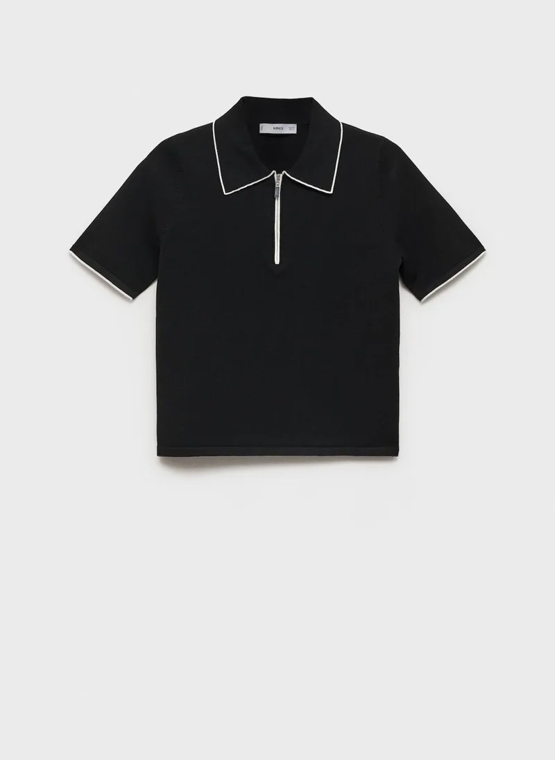 MANGO Polo-Neck With Contrasting Trims Sweater