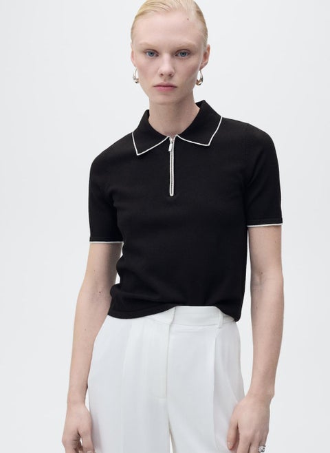 Polo-Neck With Contrasting Trims Sweater